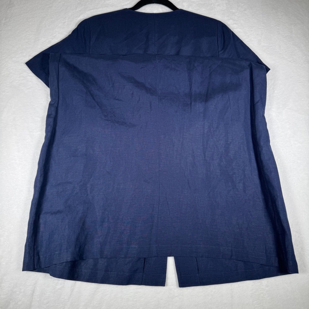 Orvis Navy Blue Linen Blend Button Down Midi Dress Womens 10 M L | Boho - Picture 4 of 12